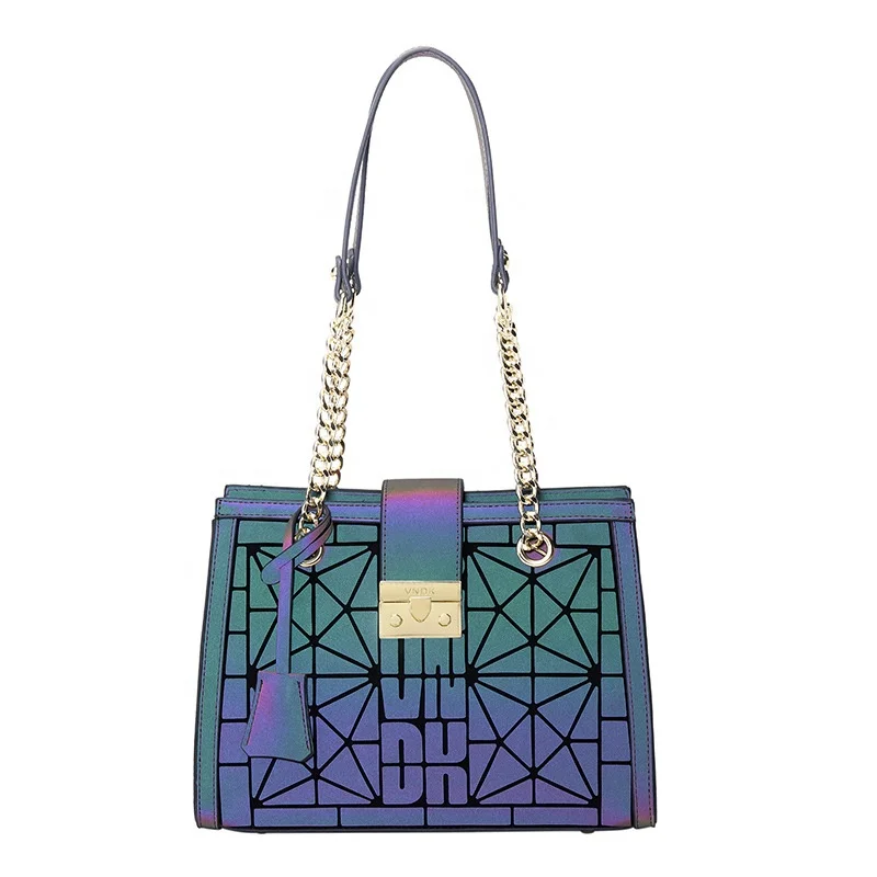 

2021 fashion handbags ladies laser luminous holographic geometric bag, Shiny