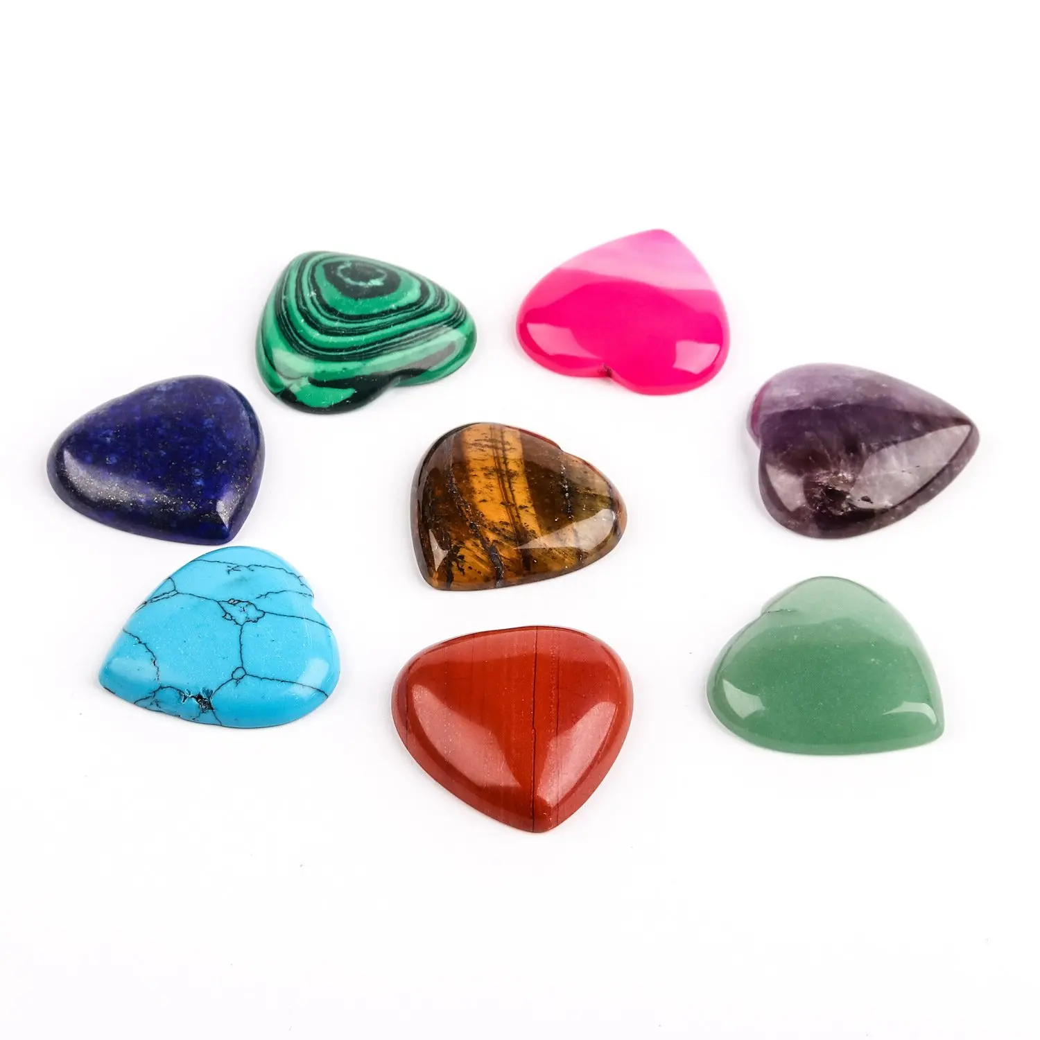 

Gemstone Love Heart Shaped Natural stone 3x3 cm Crystals Flat Bottom Faceted For Jewelry DIY Making Semi-precious Stone Crafts