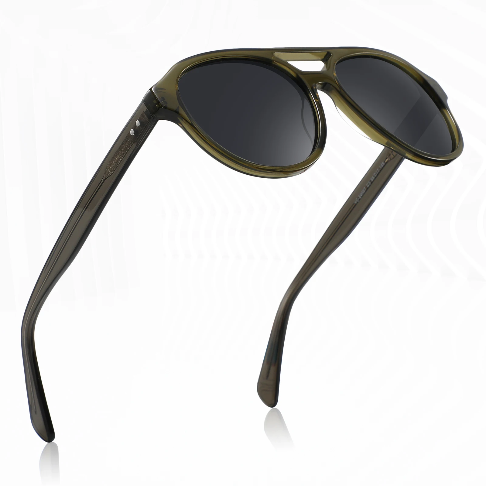 

new fashionable high quality double bridge acetate square frame polarized sunglasses
