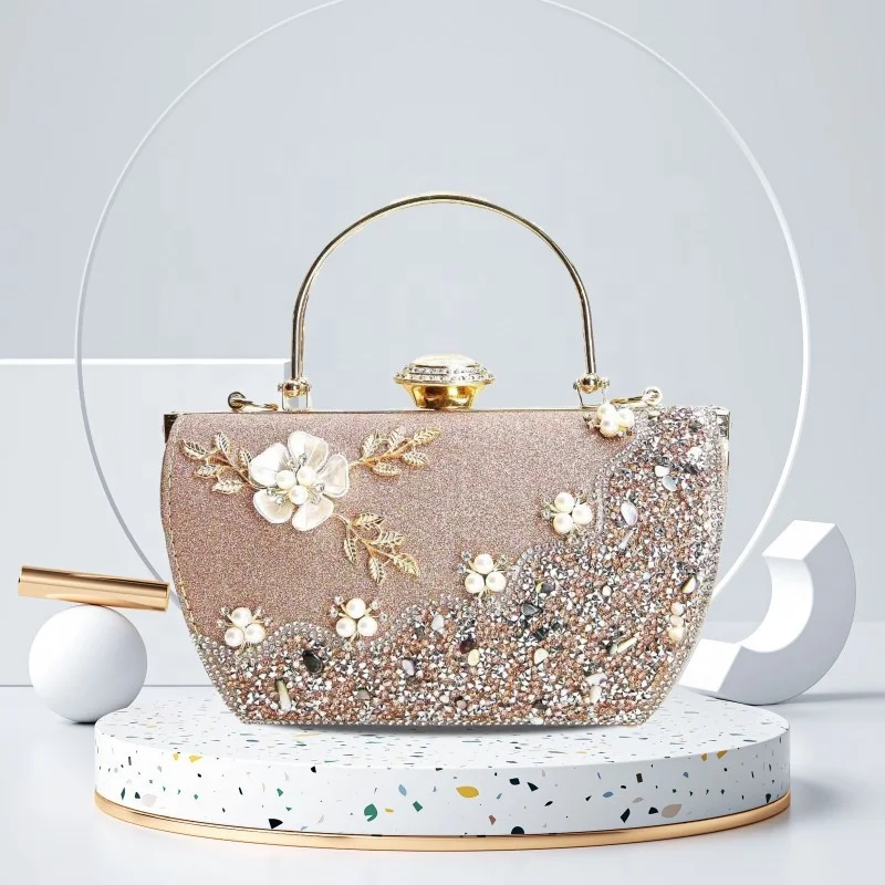 

New Inlaid Diamond Flower Decoration Dinner Party Evening Bag Temperament Handbags Women's Bag