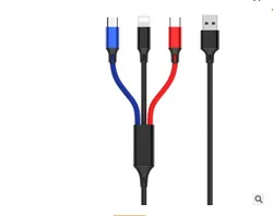 2020 drop shipping 1.2M 2.1A 3 in 1 USB Charging Data Cable Nylon braid Micro USB Type c for mobile iphone samsung huawei