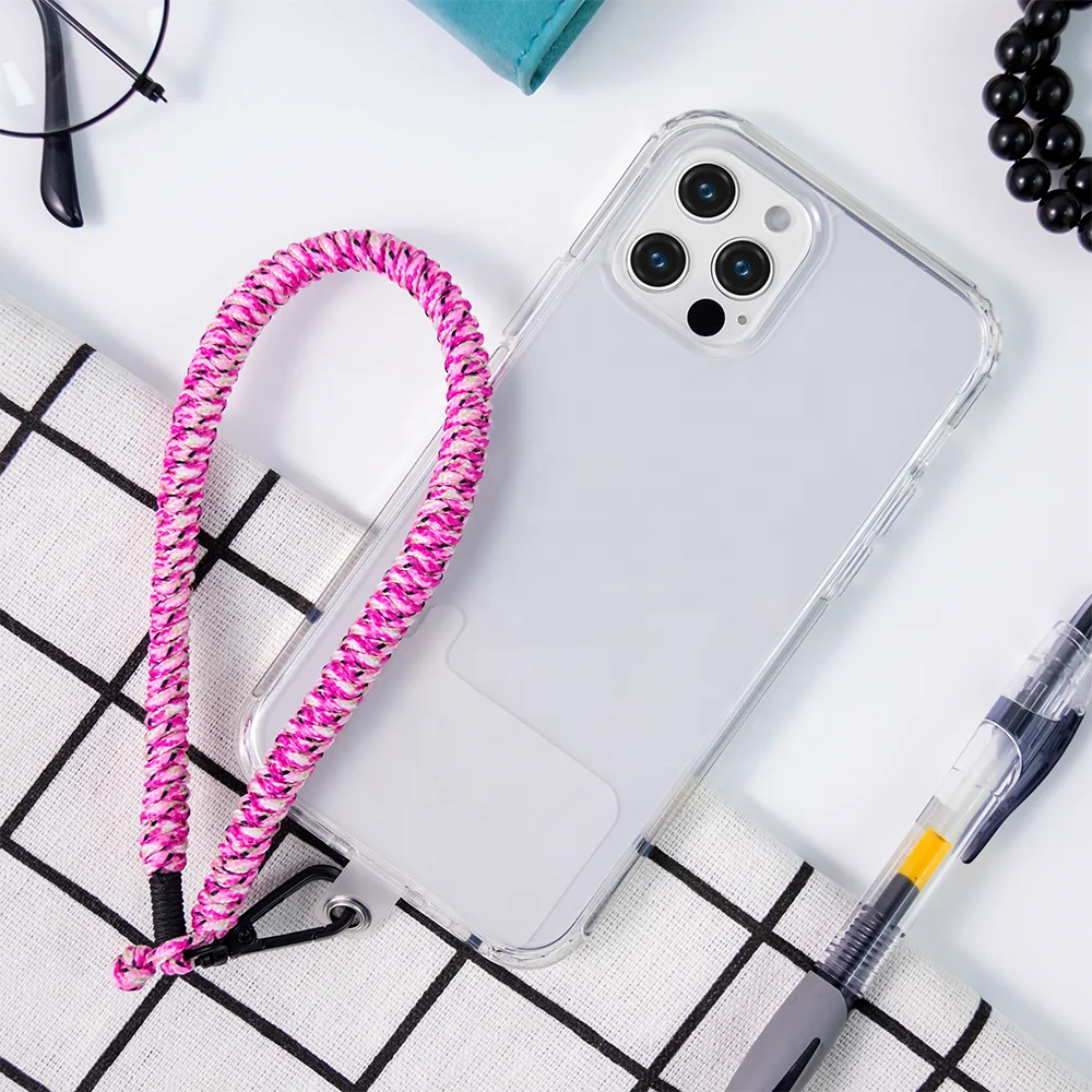 

Dacron Cord Phone Lanyard Detachable Wrist Strap With Patch Universal For iPhone For HuaWei, As pic