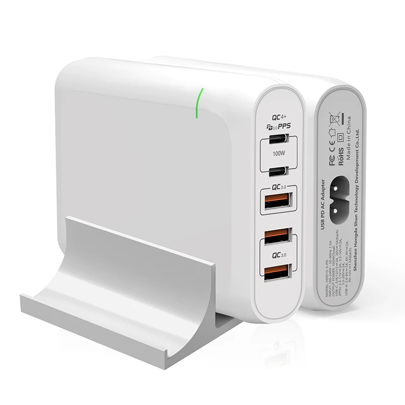 

Gan type c charger qc4+ portable travel 100W PD charger, Black white