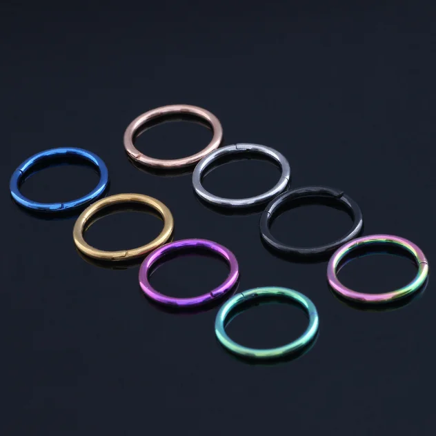 

Factory direct sale colorful plated 316L stainless steel nose ring hinged segment nasal septum ring piercing jewelry, Blue,gold,rose gold,silver,black,rainbow