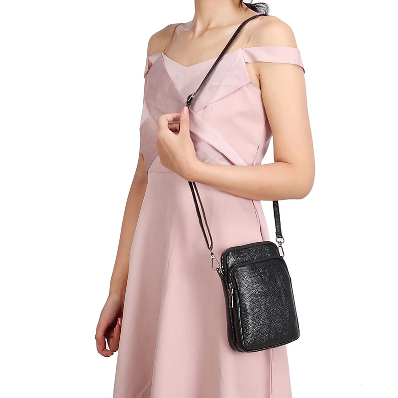

LCB003 custom high quality luxury genuine leather crossbody sling phone bag coin clutch purse for woman