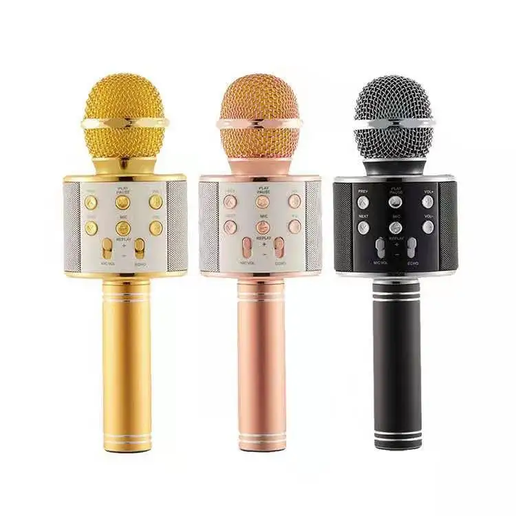 

Wholesale WS858 Professional Studio Kids USB Microphone Blue tooth Speaker Karaoke Wireless Microphone