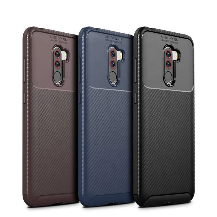

Saiboro Carbon Fiber Soft TPU shockproof protective mobile phone case back cover for xiaomi pocophone F1, Multi