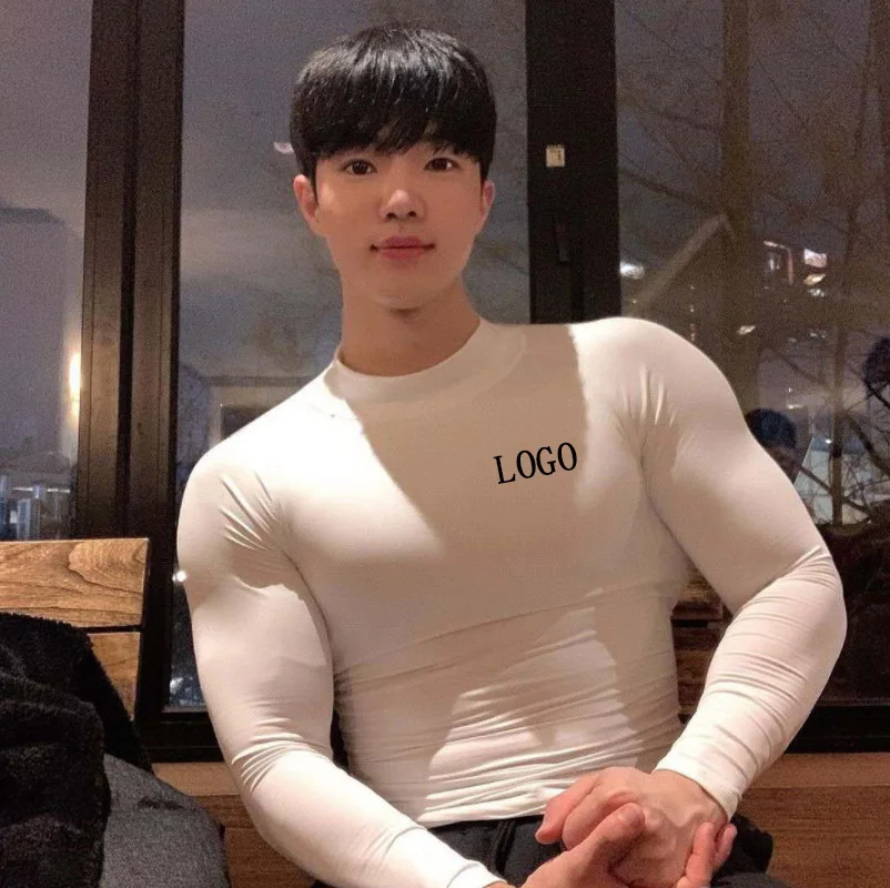 

2021 Custom Logo New Sports Fitness Quick Drying Tights Running Training Trend Fashion Long Sleeved T- shirt Men, As picture