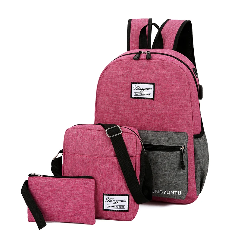 

Zunwei Custom Fashion 15.6 Inch Laptop Bag 3 PCS Business Men USB Laptop School Backpack Set, 4 color