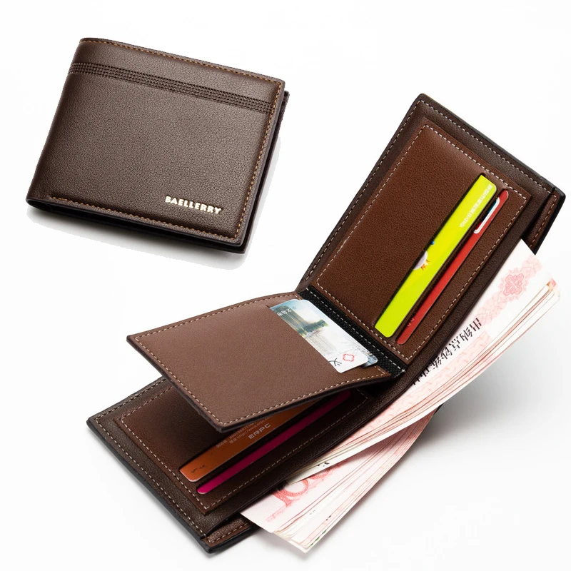

OEM dompet wanita black vintage pouch travel school purse mans slim small wallet mens wallets leather men short, Black/brown