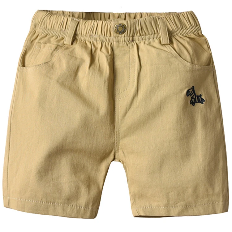 Summer boys shorts woven trojan embroidered casual pants 