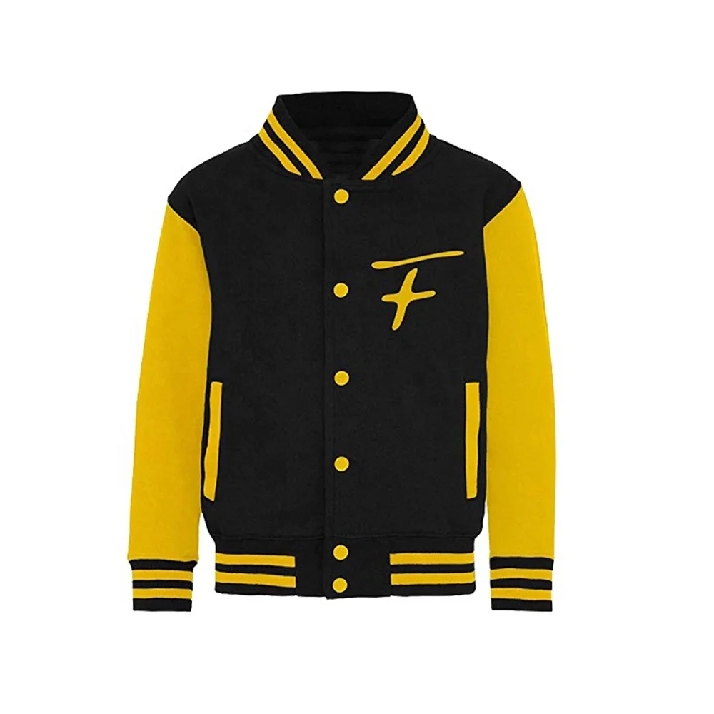 
Newest Unisex American Style University College Custom Made Black Yellow Women Varsity Jack 