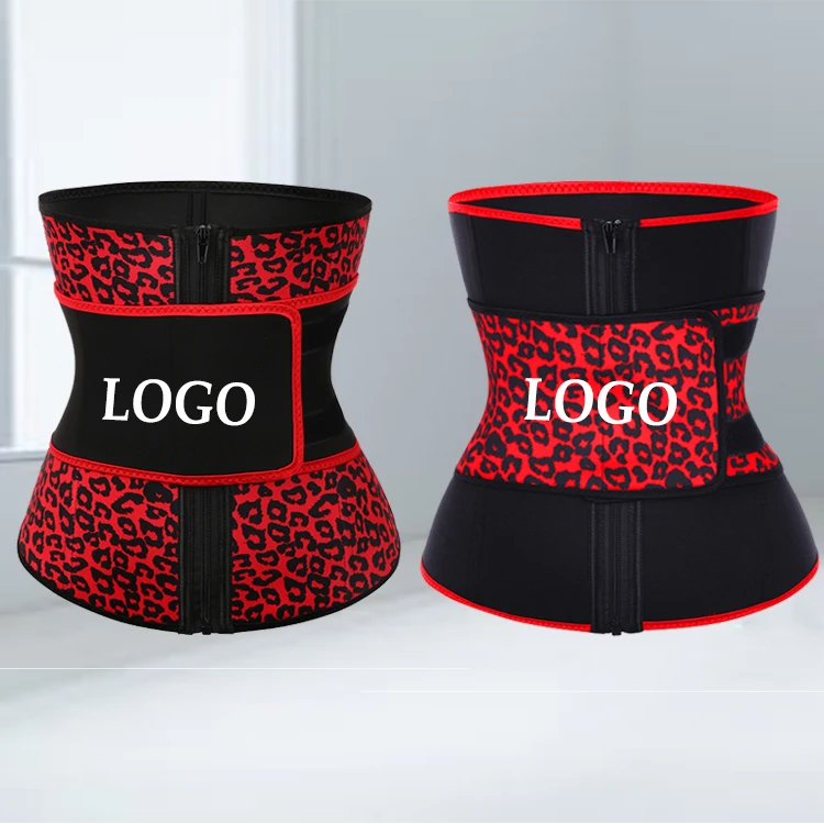 

Slimming Body Shapers Women Shapewear Waist Trainer Neoprene Sweat Belt Wholesale Leopard Waist Trainer Custom Trimmer Shaper, Red