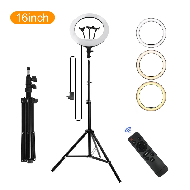 

tiktok live broadcast 16-inch 35WLED selfie ring light, three-color adjustable, makeup photography light with tripod