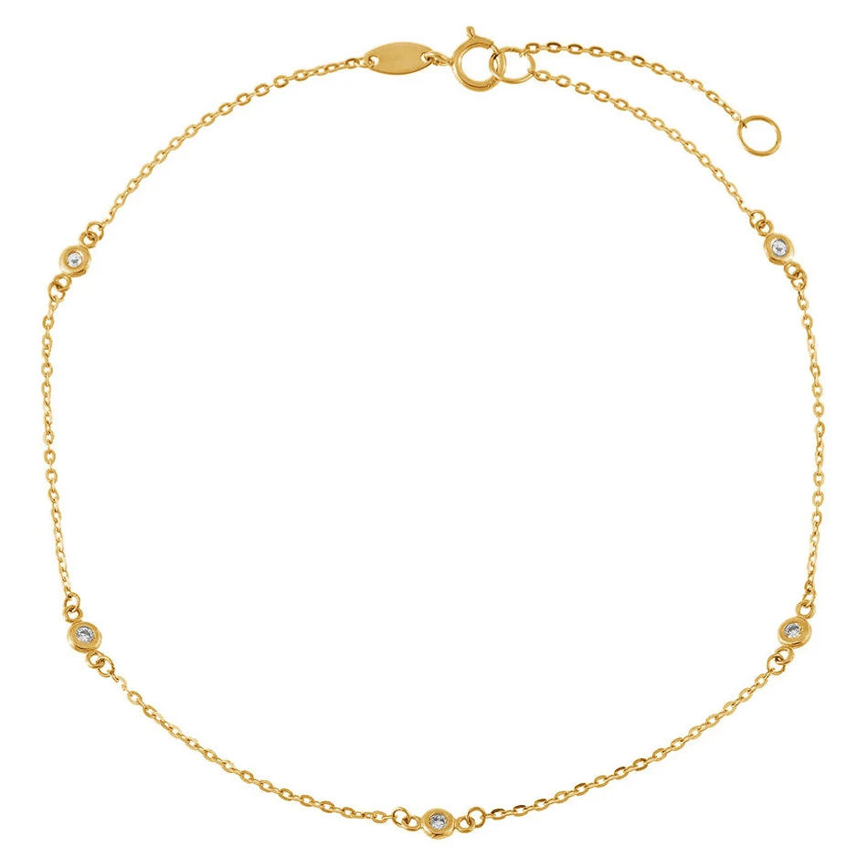 

sterling wholesale 18k gold plated new arrival anklet jewelry 925 sterling silver bezel anklet