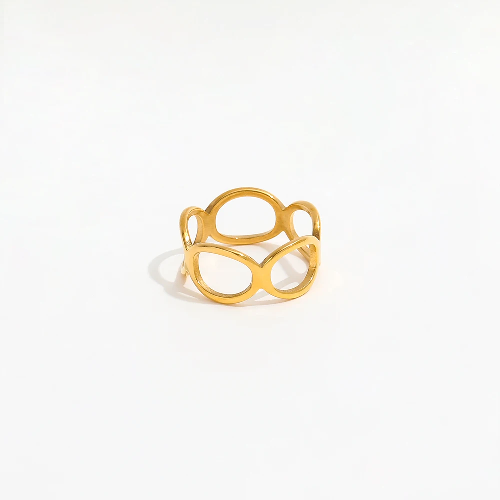 18K Gold Shiny Gold Finish Rings for Women Stainless Steel Rings for Women