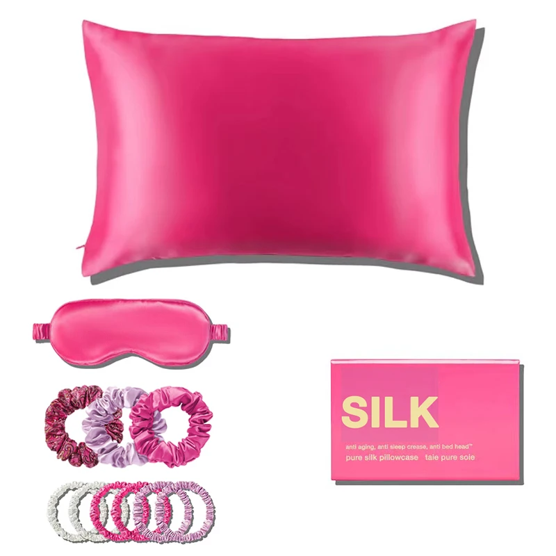 

Premium luxury silk pillowcase gift set 100% pure natural mulberry silk pillow case and eye mask set