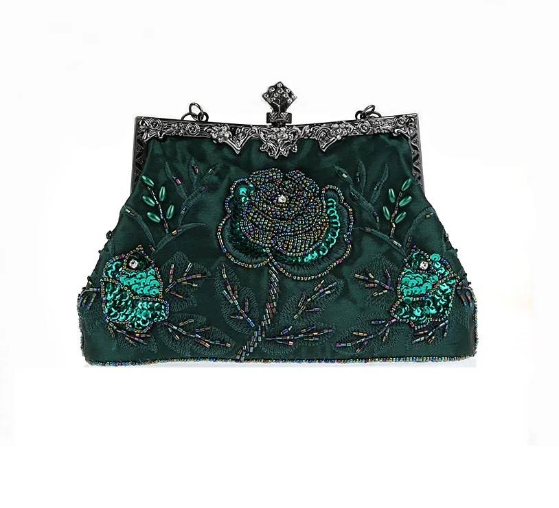 

Ladies clutch hand bag embroidered beaded women evening bags clutches wedding party bag, Golden,silver,champagne,purple,green,red etc