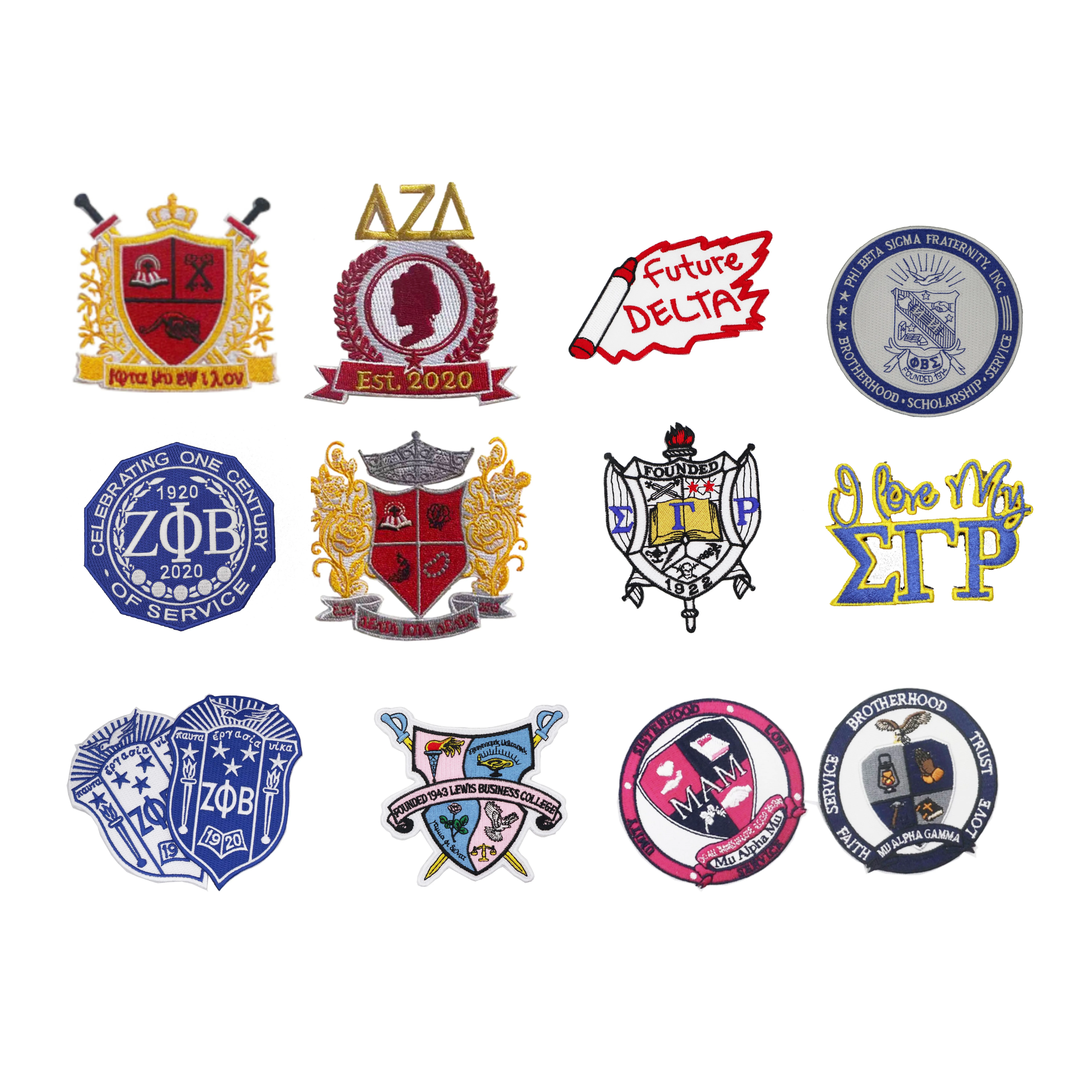 

All Greek Groups Manufacturer Custom Greek Letters Patches Delta Zeta Gamma Sorority Embroidery Patch Iron On