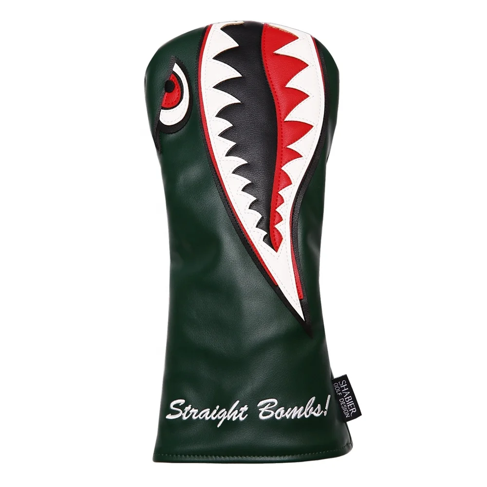 

Drop-Shipping 3 pcs / Set Green PU Leather Shark Golf Club Headcovers Driver Fairway Wood Hybrid Cover