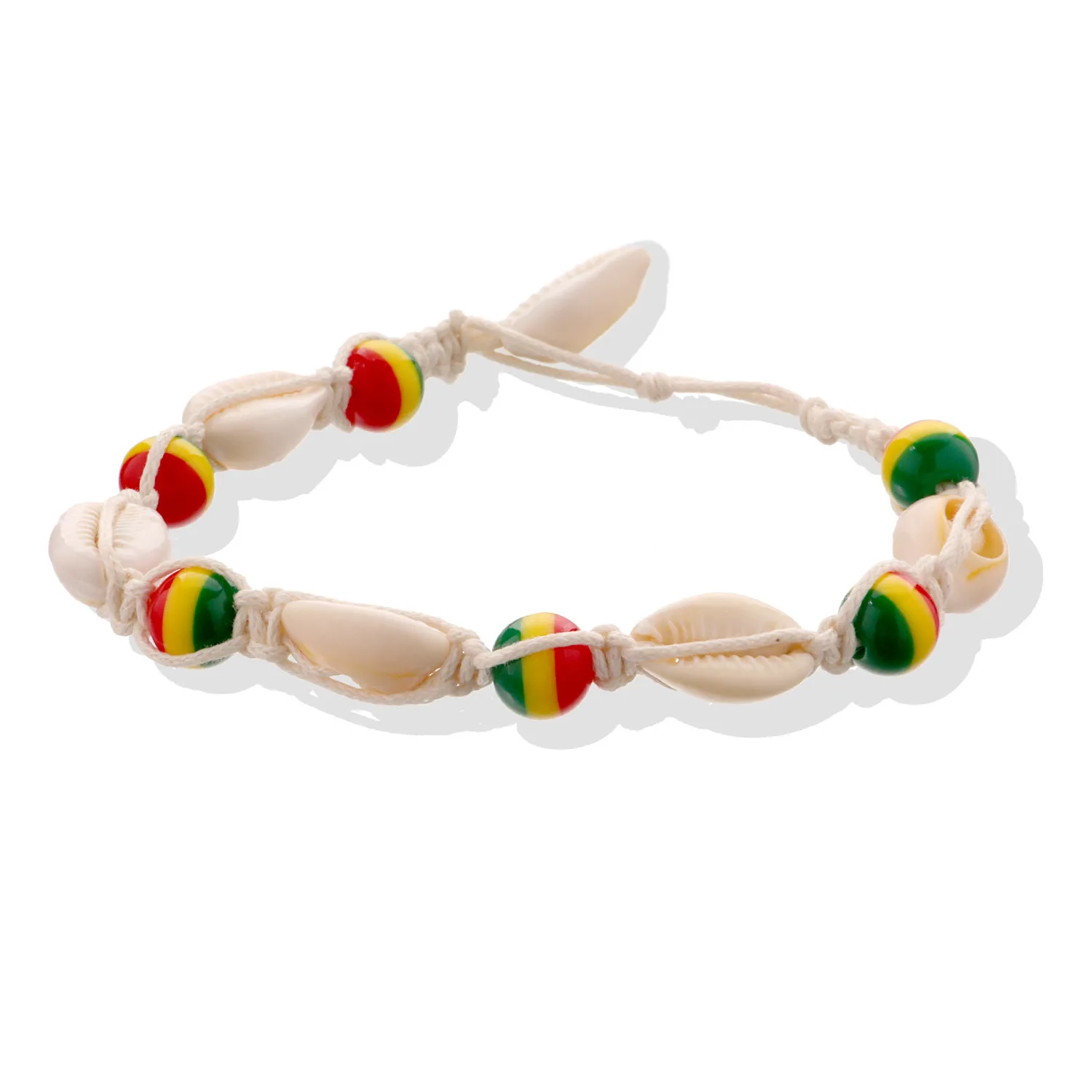 

Wholesale hot new hand-knitted rope color beads shell pendant anklet beach anklet, As picture show