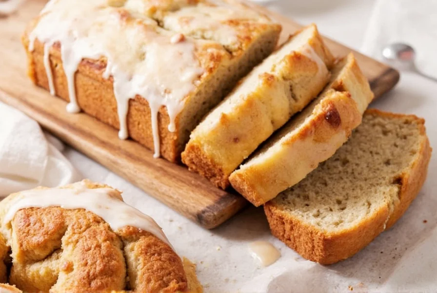 Perfectly baked banana bread cinnamon rolls with golden brown exterior and visible cinnamon swirls on a white ceramic plate