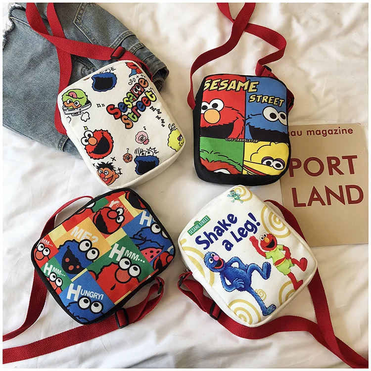 

Shoulder Bag For Women Canvas Fashion Mini Cross Body Bag ECO Cartoon Printed Sesames Street