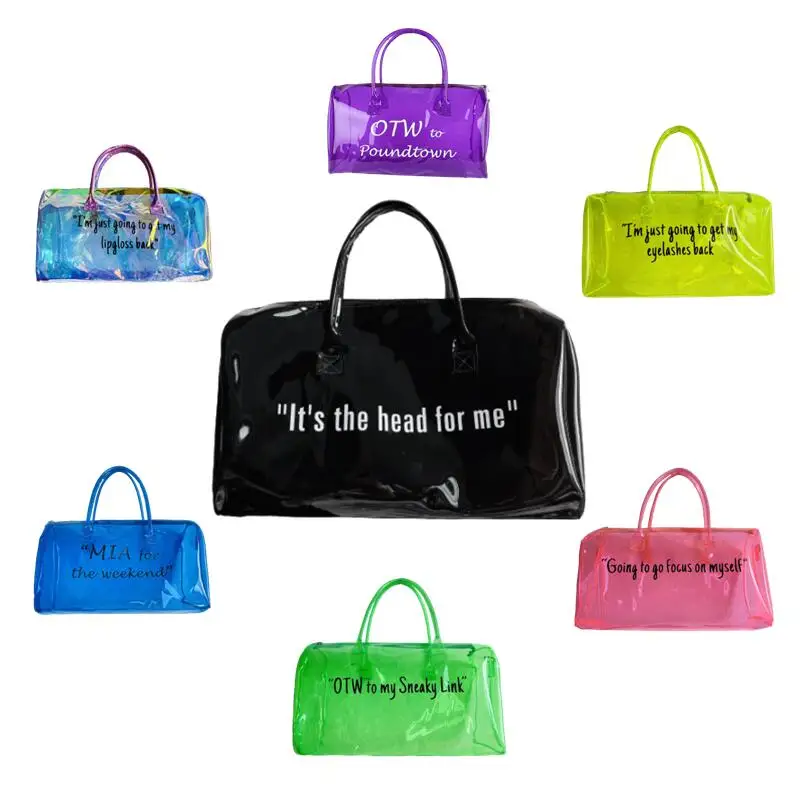 

Large Tote Bags Women Ladies Spend A Night Bag Waterproof Clear Transparent Plastic Spend da Night Duffle Bag