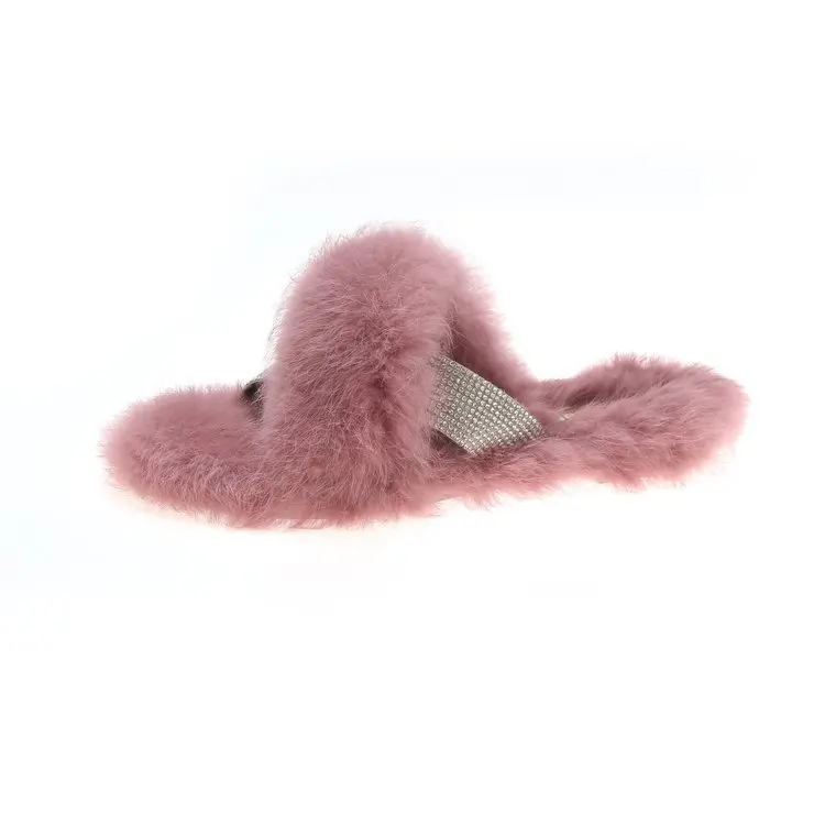 

Wholesale fashion home indoor winter faux fur slippers for women
