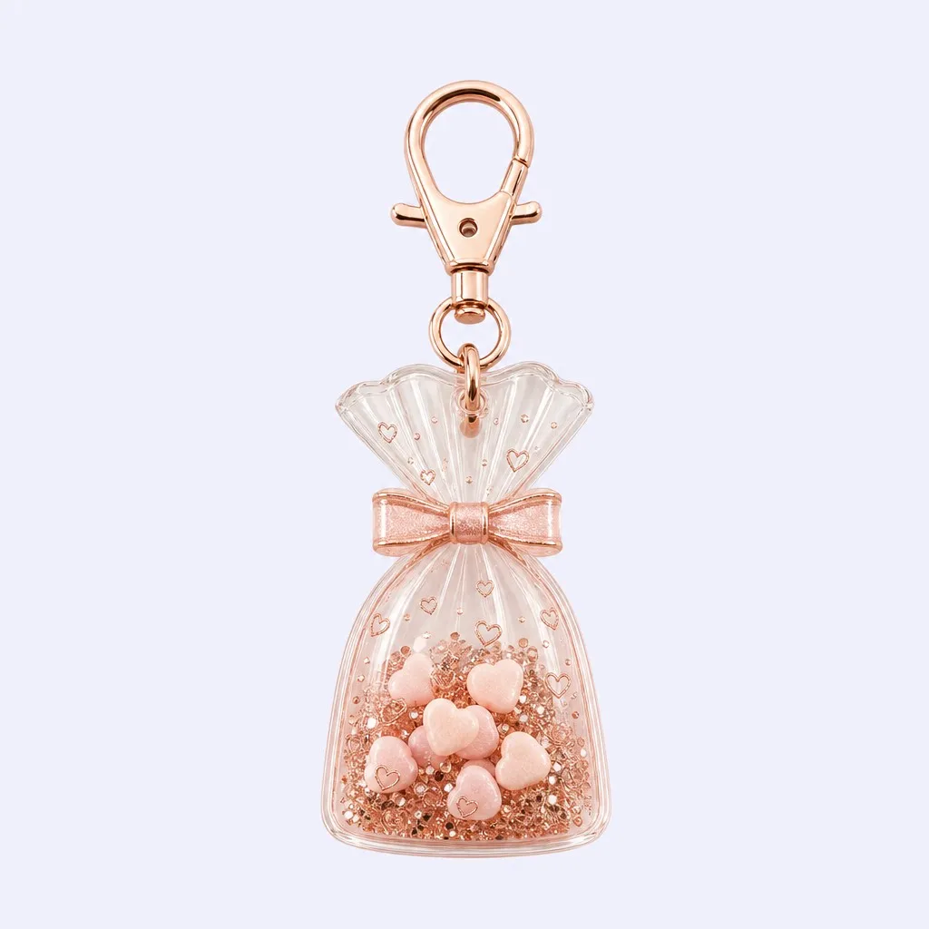 Style 5 - Bridal Champagne Hearts Keychain