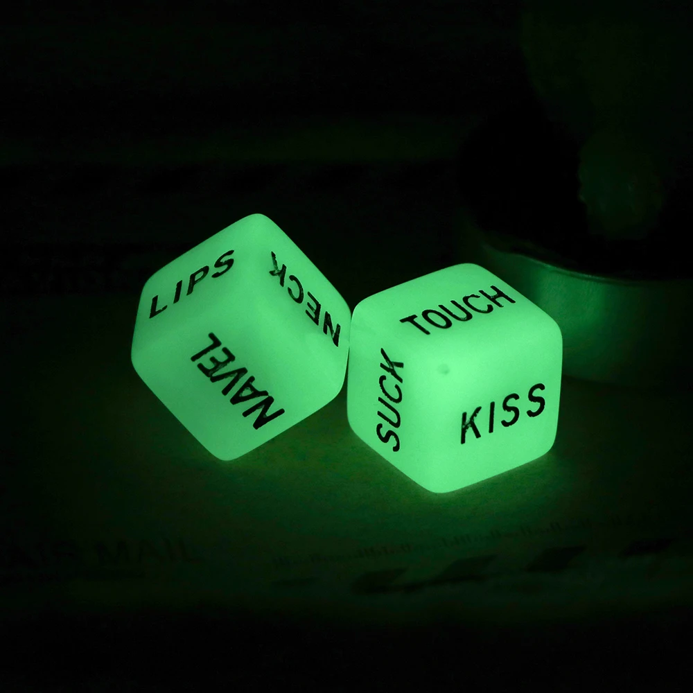 

Wholesale Funny Acrylic Love Sex Dice Set Adult Couple Game Glow in the Dark Sexy Dice Game, White as pictures
