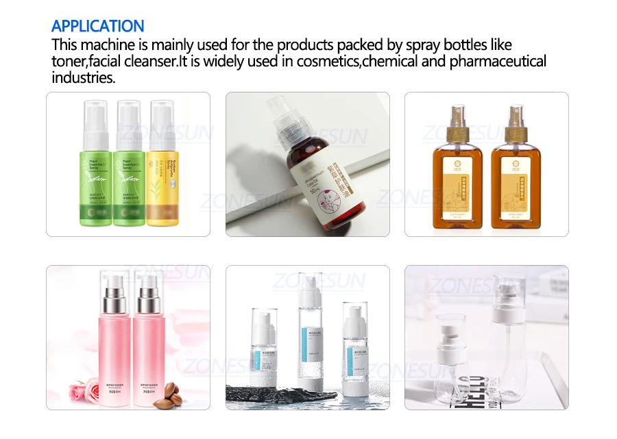 Zonesun Automatic Monoblock Rotary Glass Plastic Alcohol Spray Bottle