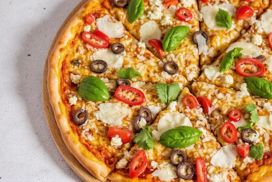 Mexican vegetarian pizza with colorful toppings
