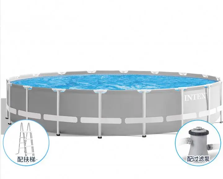 

26732  Prism frame premium pool set above ground outdoor big portable swimming pool, Gray
