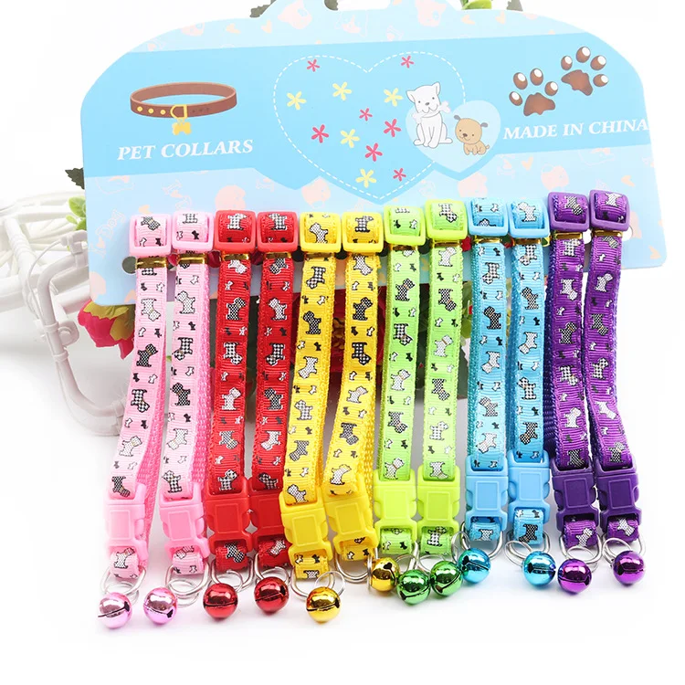 

adjustable Safety breakaway buckle cute personalized accessories polyester pet dog cat collar with bell, Picture shows