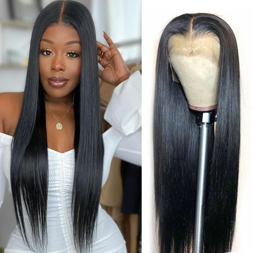 

Bone Straight Front Lace Natural Human Hair Wigs For Black Women 13x4 Frontal Lace Long Brazil Virgin
