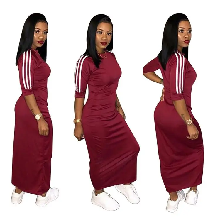

W7550 2020 new arrivals solid long dress ladies dress