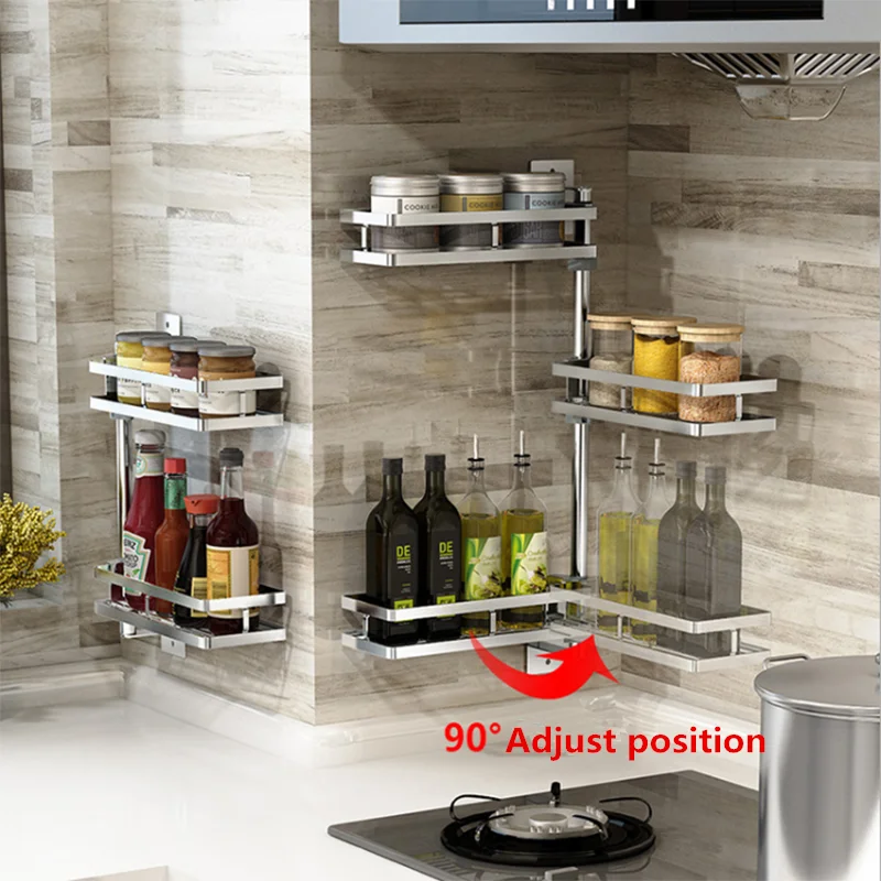 

360 Degree Optional Rotating Varies Of Metope Rotating Kitchen Accessories Metal Spices Racks, Silver