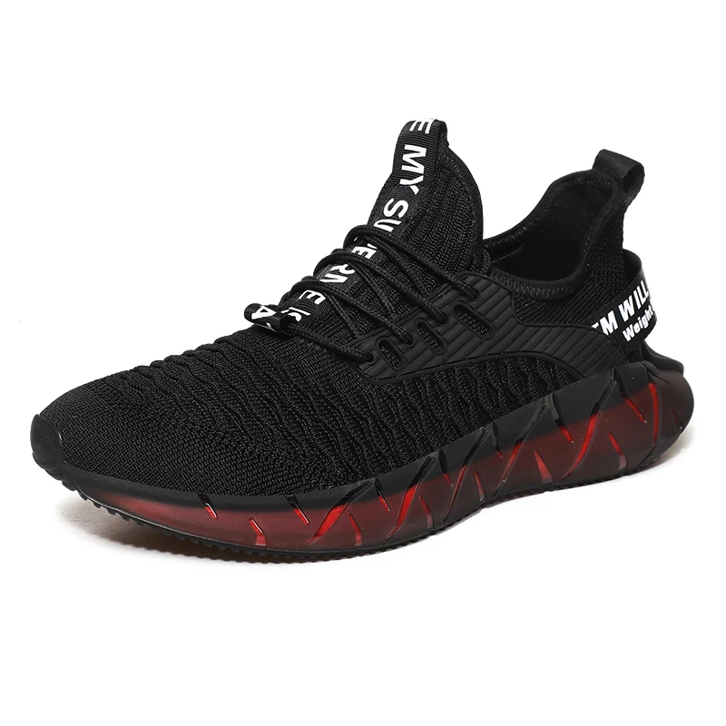 

men's casual shoes Fashion Comfortable Men knitted Casual Sneaker Sports Running Shoes, Black/brown/white/grey