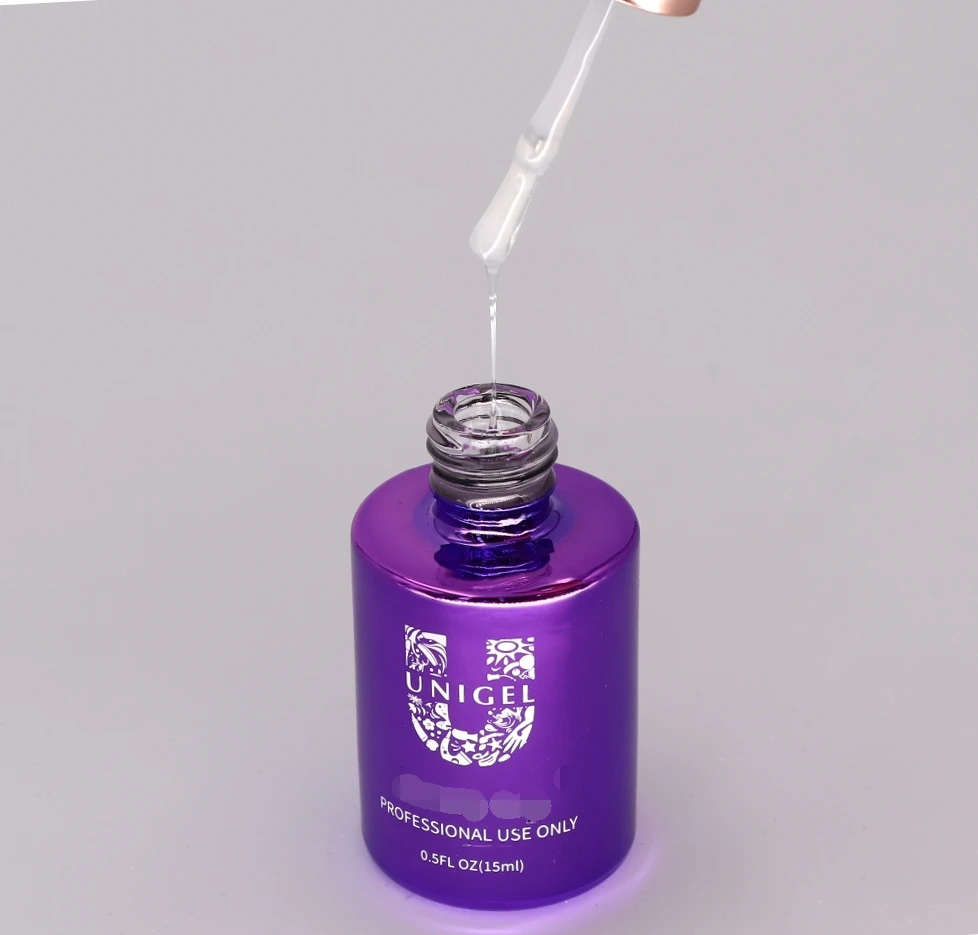 

Unigel 2020 High Adhesive Good Quality Super Shiny Top Coat 15ml UV /LED Gel Polish Top Coat, Clear