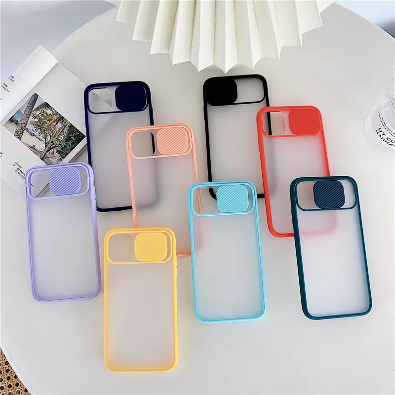 

New Slide Camera Frosted Transparent PC+TPU Phone Case For iPhone 11 Pro Max SE 2020 Lens protection case, Mix