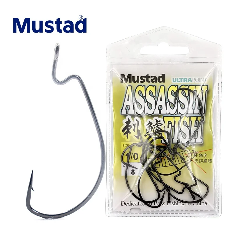 

38105 soft lure Offset Hooks High Carbon Steel mustad hooks fishing hooks worm, As picture