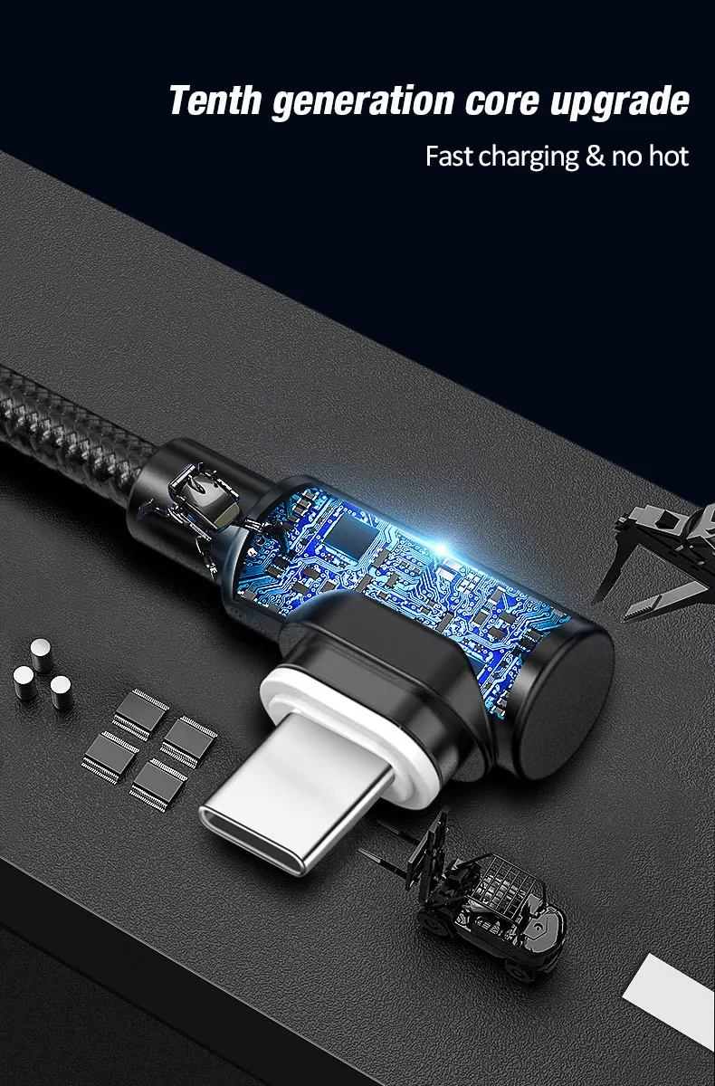 Hot sell fast charging Nylon Braided LED L shape 3 in 1 magnetic usb cable - ANKUX.COM