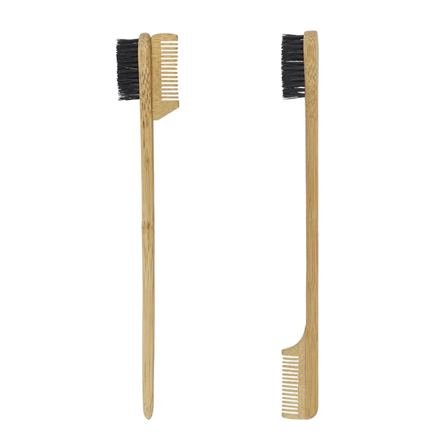 

Wholesale Eco-friendly Bamboo Boar Bristle Hair Edge Control Brush Custom Logo Eyebrow Brush