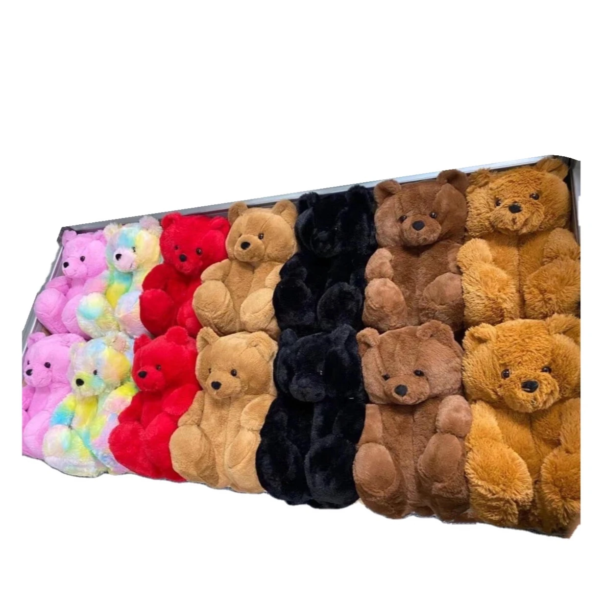 

Instock teddy bear slippers plush bear indoor house shoes animal slippers for women for sale, Pictures