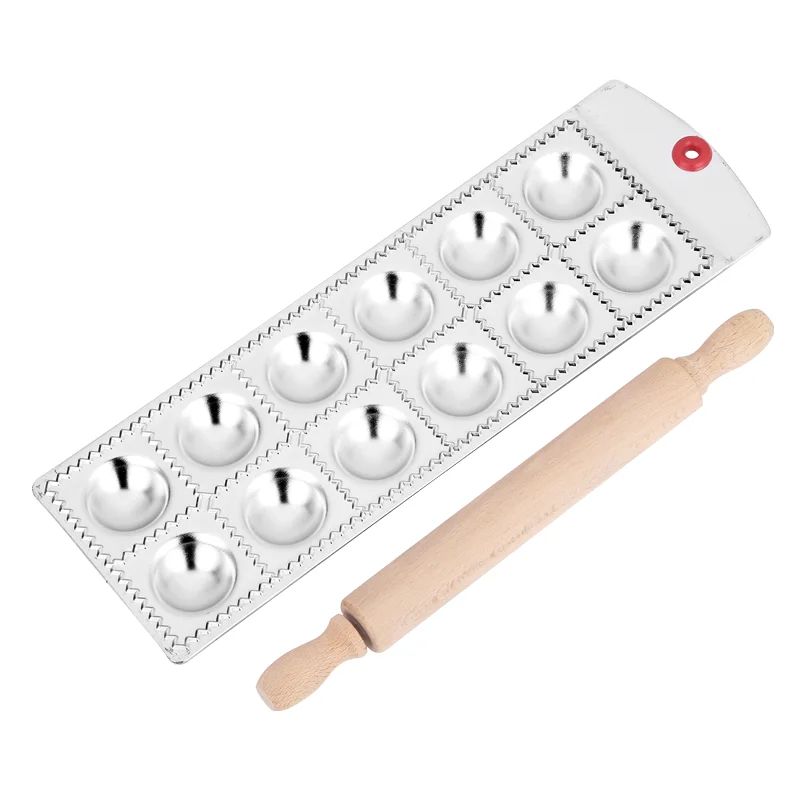 

Italian Pasta Mold Easy Tray With Rolling Pin Ravioli Maker Cutter Round Shape