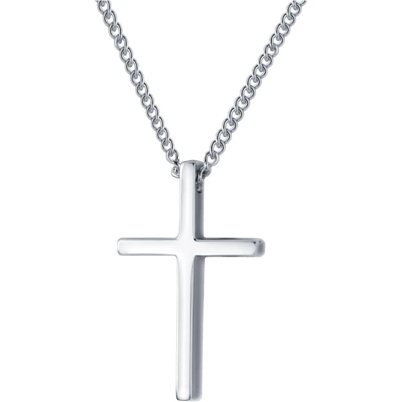 

Small 925 silver ornament female lady smooth cross pendant natural fashion cross necklace
