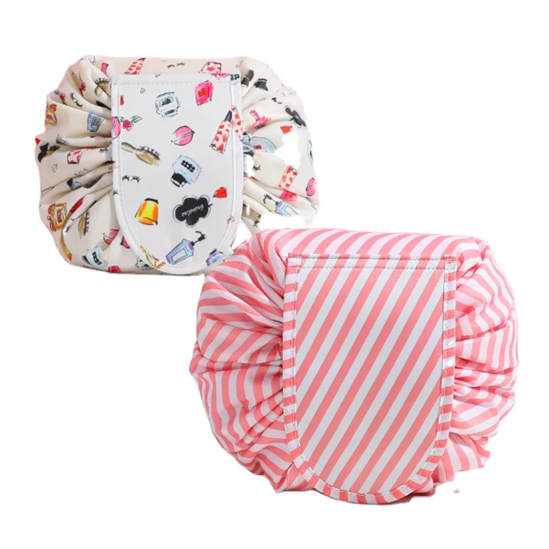 

Stock Supply Luxury Mini Cosmetic Pouch Bag Large Capacity Lazy Fashion Beauty Drawstring Make Up Organizer Bag, Customized color