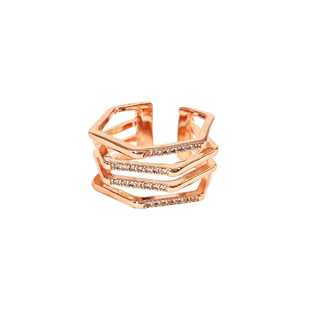 

Fashionable personality multi-layer diamond copper ring micro-inlaid zircon open adjustable brass ring, Picture
