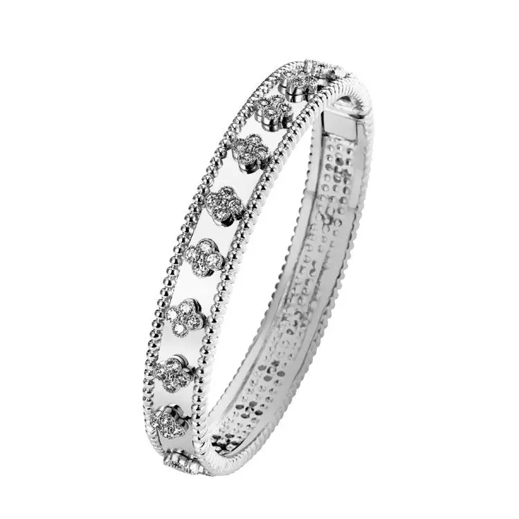 

Hot Selling Luxury Ladies Zircon Jewelry Clover 18K Gold Bracelet